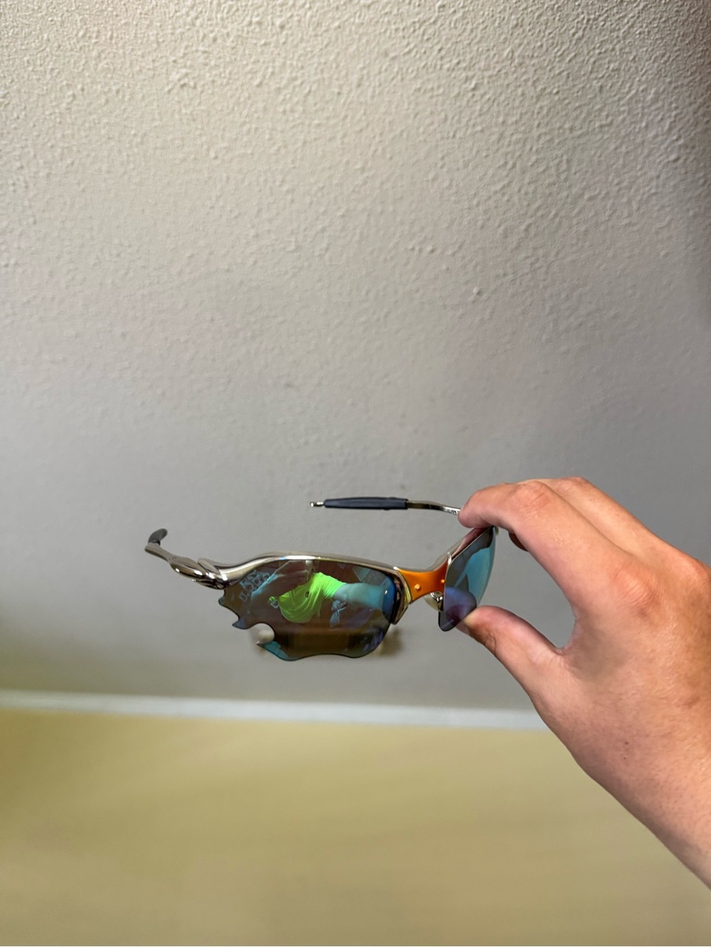 Oaks  Frame Sunglasses with Blue-Green Mirrored Lenses